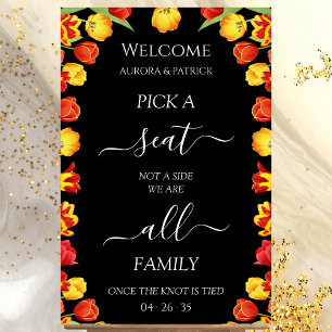 Spring Wedding Pick A Seat Not A Side Personalised Poster
