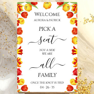 Spring Wedding Pick A Seat Not A Side Personalised Poster