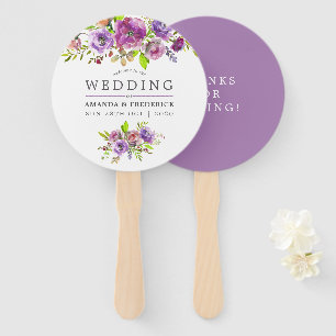 Spring Wedding Watercolor Floral Favour Hand Fan