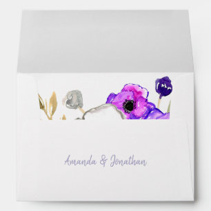 Spring Wedding watercolor wildflowers personalised Envelopes