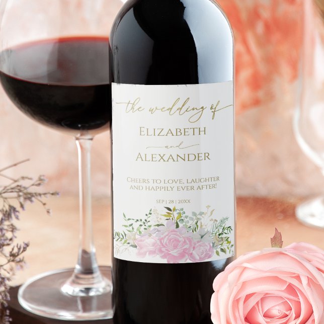 Spring Wedding Wine Label Wildflower Gilded (Creator Uploaded)