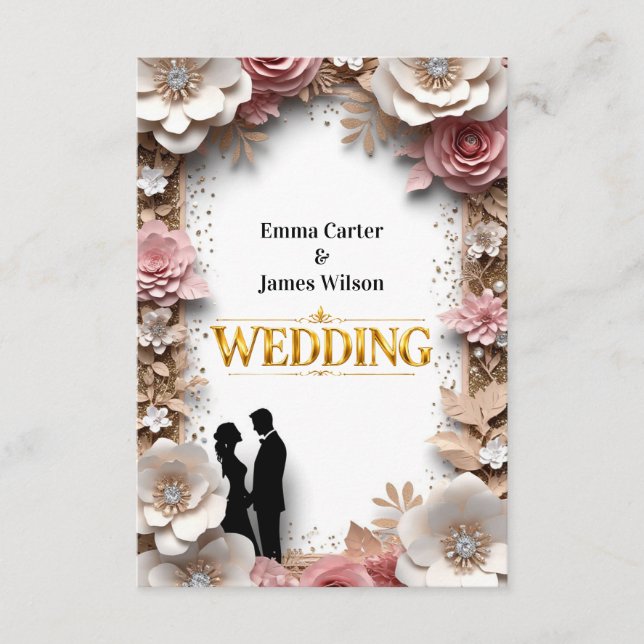 🌺Spring Wedding With Peach Flowers 💐 Enclosure Card (Front)