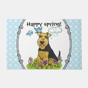 Spring Welsh Terrier Dog with Flowers - Cute Doormat
