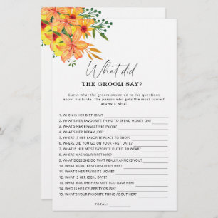 Spring What did the groom say bridal game