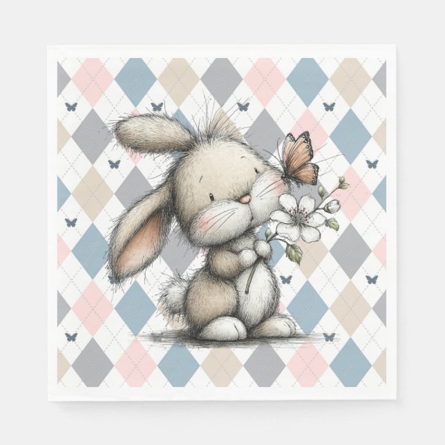 Spring Whimsical Bunny Napkin (Front)