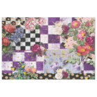 Spring Whimsy Checks Floral Decoupage Tissue Paper