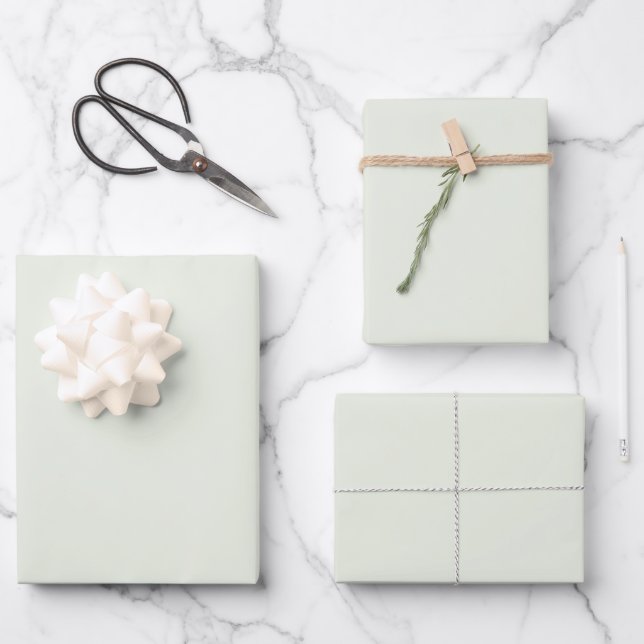 Spring Whisper Green Solid Colour Wrapping Paper Sheet (Front)