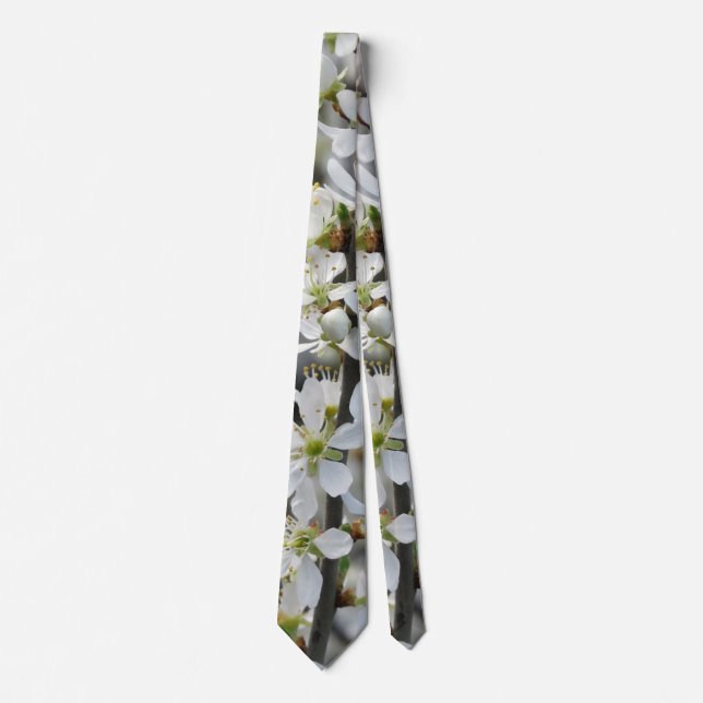 Spring,White Blossoms Photo Neck Tie (Front)
