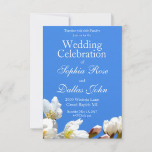 Spring white cherry Blossoms Invitation