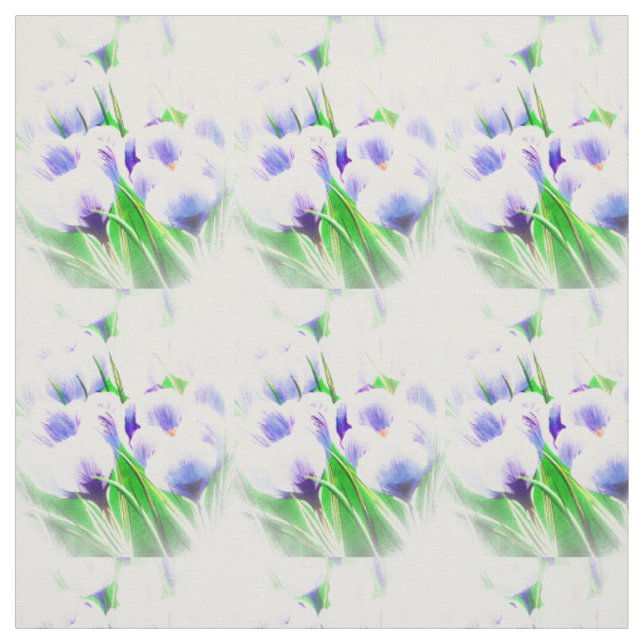 Spring White Crocus Fabric (Swatch)