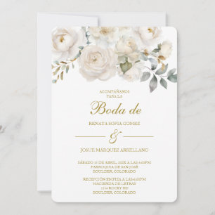 Spring white flower Wedding Invitation in Spanish