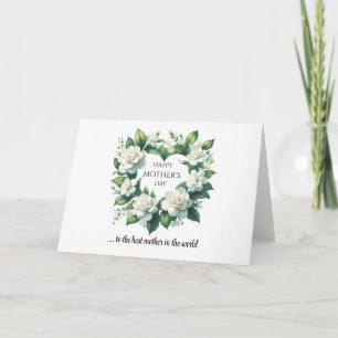 Spring white gardenia heart Happy Mother's Day Card
