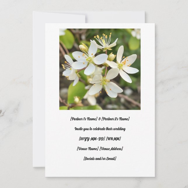 Spring White Serviceberry Flowers Wedding Invitation (Front)