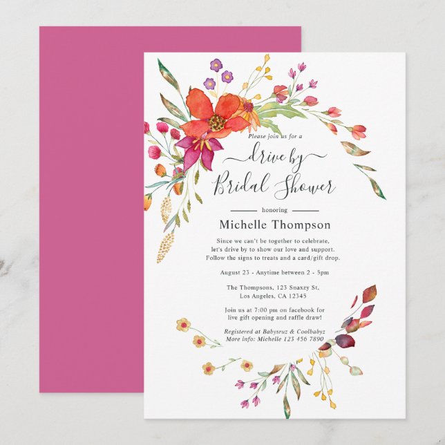 Spring Wild Flower Drive by Bridal or Baby Shower Invitation (Front/Back)