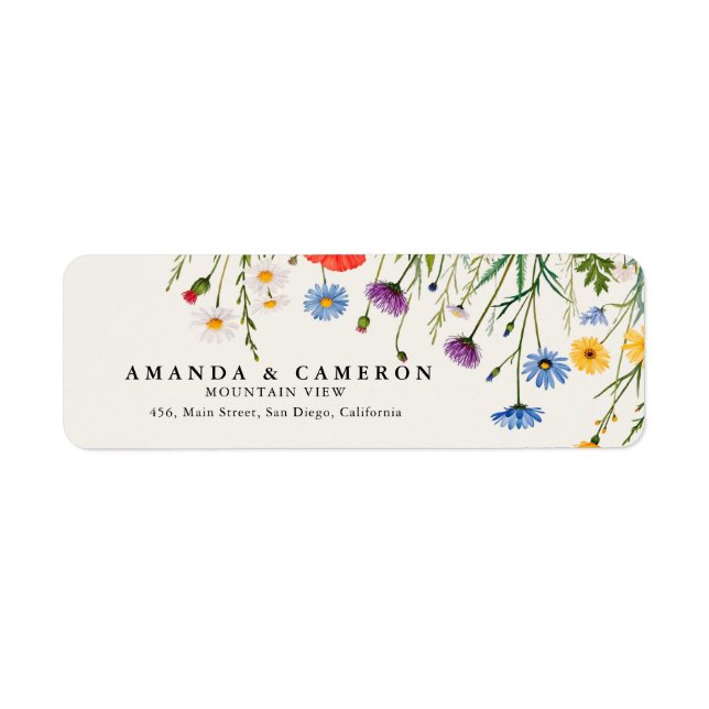 Spring Wild Flower Meadow Wedding Address (Front)
