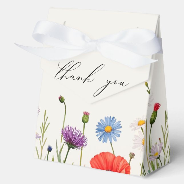 Spring Wild Flower Meadow  Wedding  Favour Box (Front)