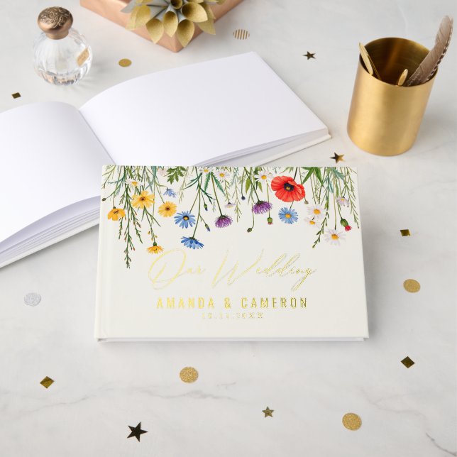Spring Wild Flower Meadow Wedding  Guest Book (Front Open)
