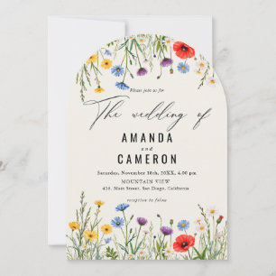 Spring Wild Flower Meadow Wedding Invitation