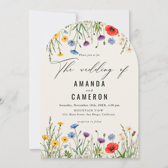 Spring Wild Flower Meadow Wedding  Invitation (Front)