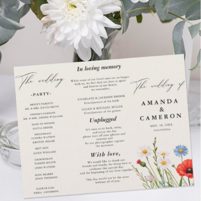 Spring Wild Flower Meadow  Wedding Program (Creator Uploaded)