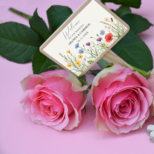 Spring Wild Flower Meadow  Wedding  Rectangular Sticker (Creator Uploaded)