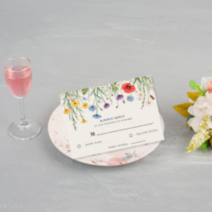 Spring Wild Flower Meadow Wedding RSVP Card