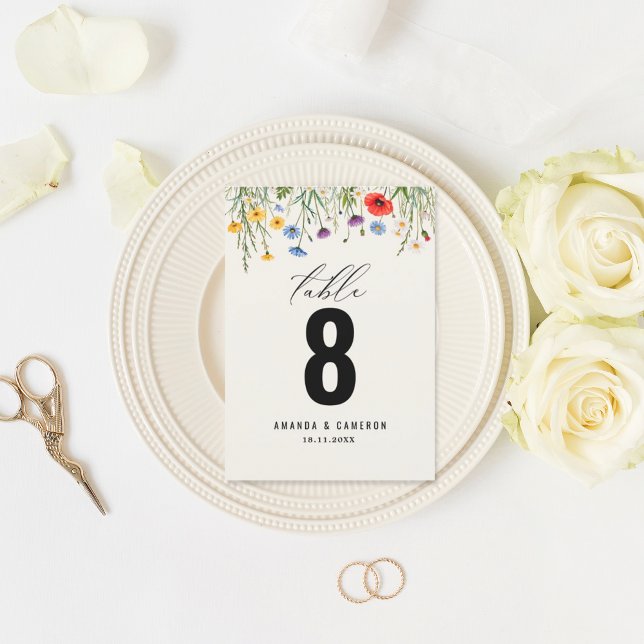 Spring Wild Flower Meadow Wedding  Table Number (Creator Uploaded)