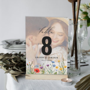 Spring Wild Flower Meadow Wedding Table Number