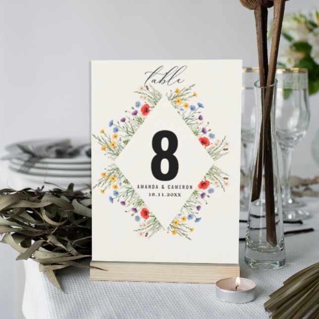 Spring Wild Flower Meadow Wedding  Table Number (Creator Uploaded)