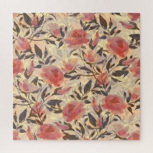 Spring wild roses: watercolor pattern. jigsaw puzzle