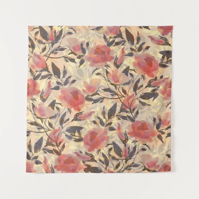 Spring wild roses: watercolor pattern. tapestry (Front)