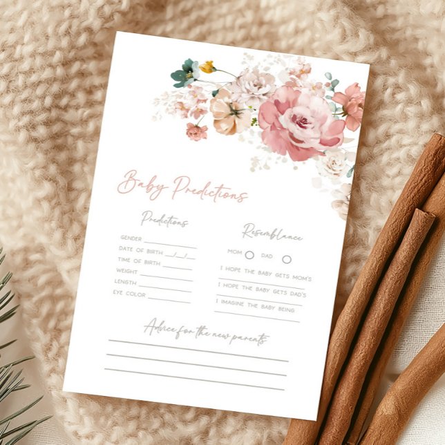 Spring Wildflower Baby Shower Baby Prediction Game (Wildflower Baby Shower Game)