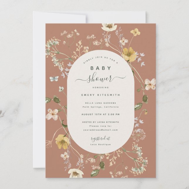 Spring Wildflower Baby Shower Invitation Card (Front)