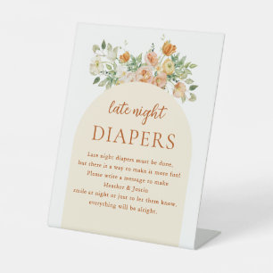 Spring Wildflower Baby Shower Late Night Diapers Pedestal Sign