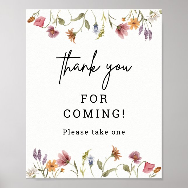 Spring Wildflower Baby Shower Thank You Favors Ped Poster (Front)