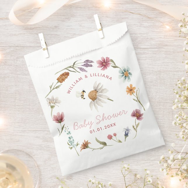 Spring Wildflower Baby Shower Thank You Favour Bags (Clipped)