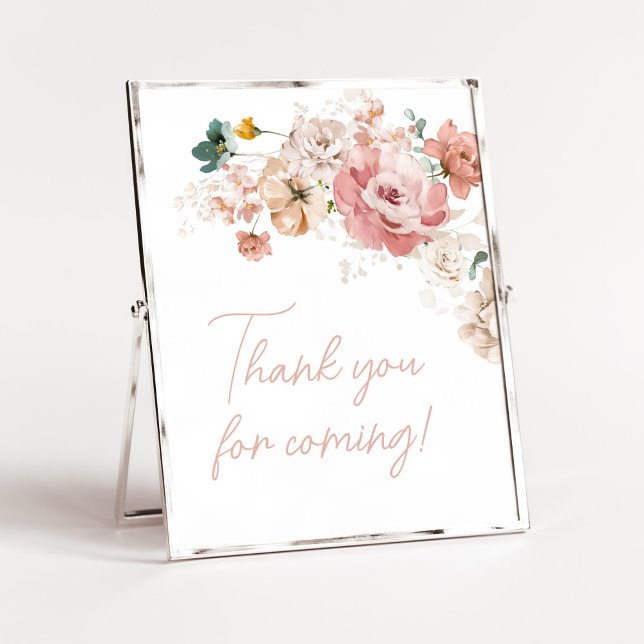 Spring Wildflower Baby Shower Thank you for Coming Poster (Summer Floral Baby Shower Thank you for Coming Sign)