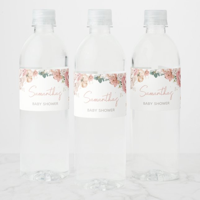 Spring Wildflower Baby Shower Water Bottle Label (Bottles)