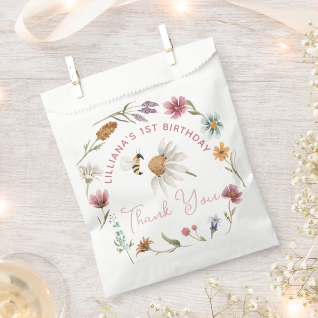 Spring Wildflower Birthday Thank You Favour Bags (Clipped)