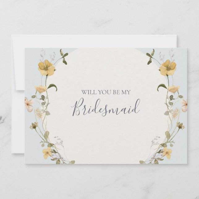 Spring Wildflower | Blue Bridesmaid Proposal Card (Front)