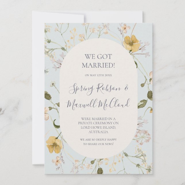 Spring Wildflower | Blue Elopement Announcement (Front)