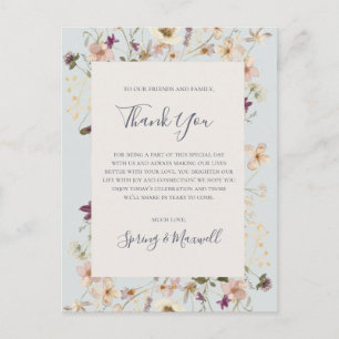 Spring Wildflower Blue thank You Reception Card