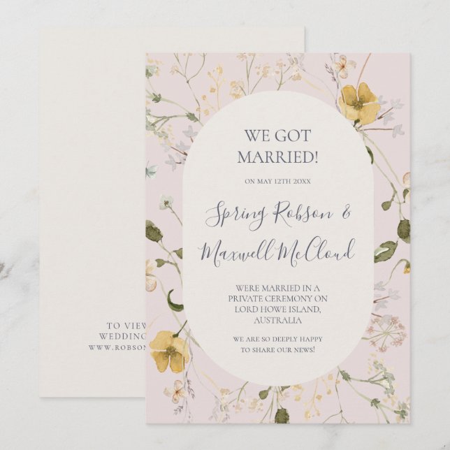 Spring Wildflower | Blush Elopement Announcement (Front/Back)
