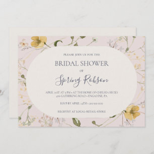 Spring Wildflower   Blush Horizontal Bridal Shower Invitation