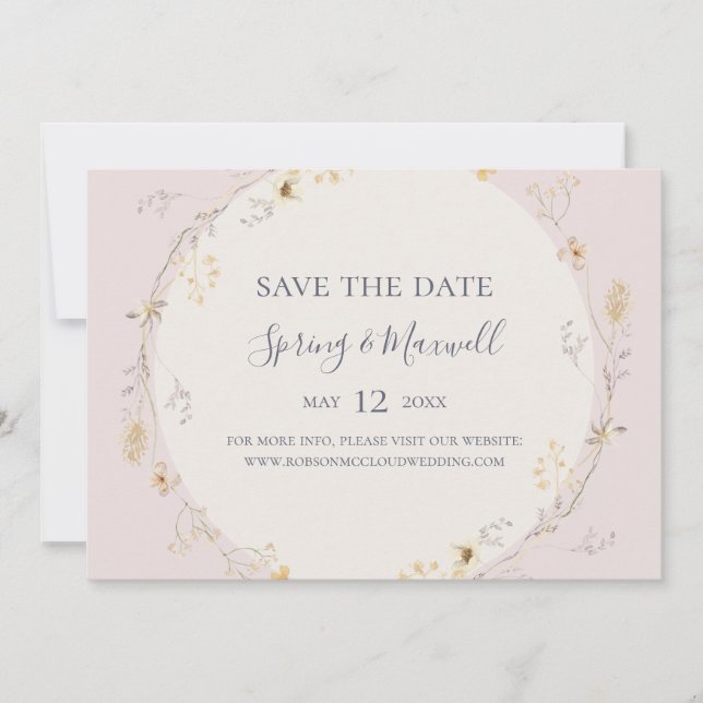 Spring Wildflower | Blush Horizontal Save the Date (Front)