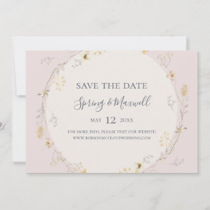 Spring Wildflower Blush Horizontal Save the Date