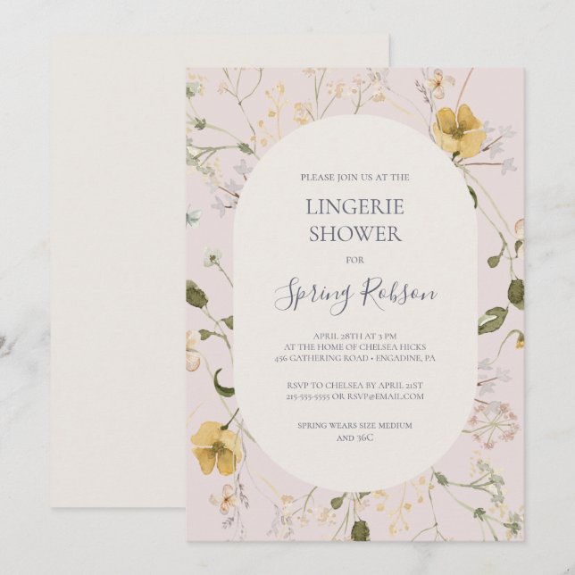 Spring Wildflower | Blush Lingerie Shower Invitation (Front/Back)