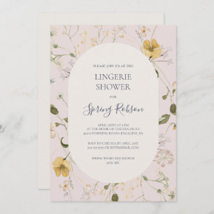 Spring Wildflower   Blush Lingerie Shower Invitation