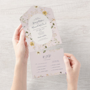 Spring Wildflower   Blush Seal And Send All In One Invitation