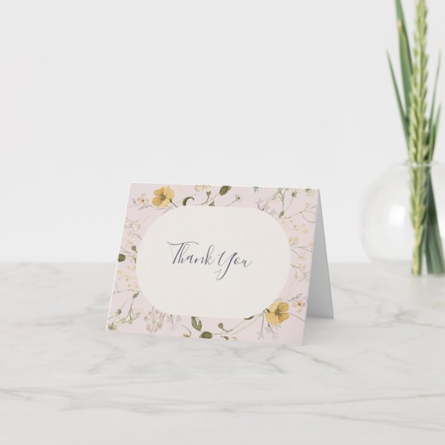 Spring Wildflower | Blush Thank You Card (Front)